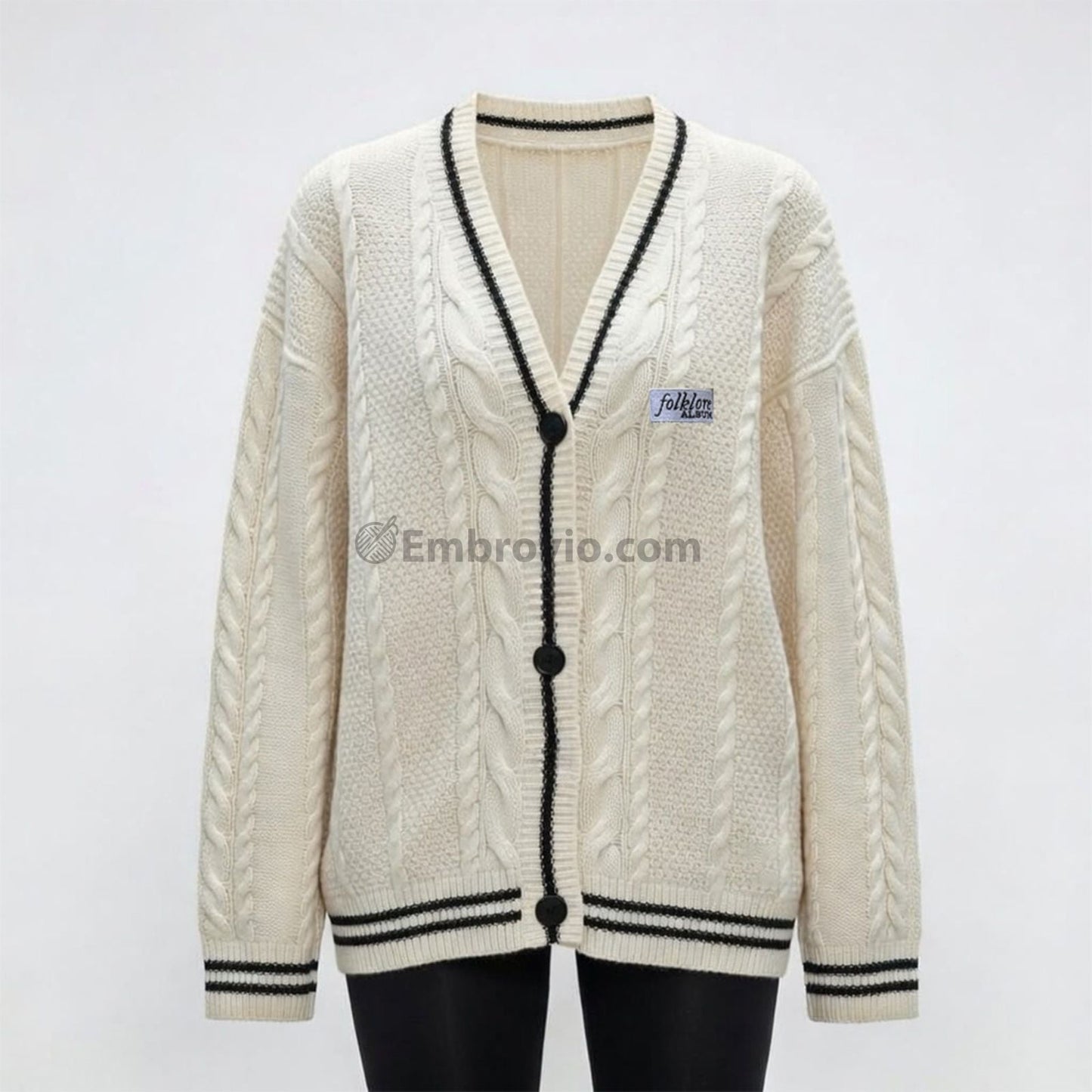 Taylor Swift Folklore Album Cardigan – Star Embroidered Oversized Sweater – Cozy Cable Knit Button Up – Hand Knitted Style Holiday Gift
