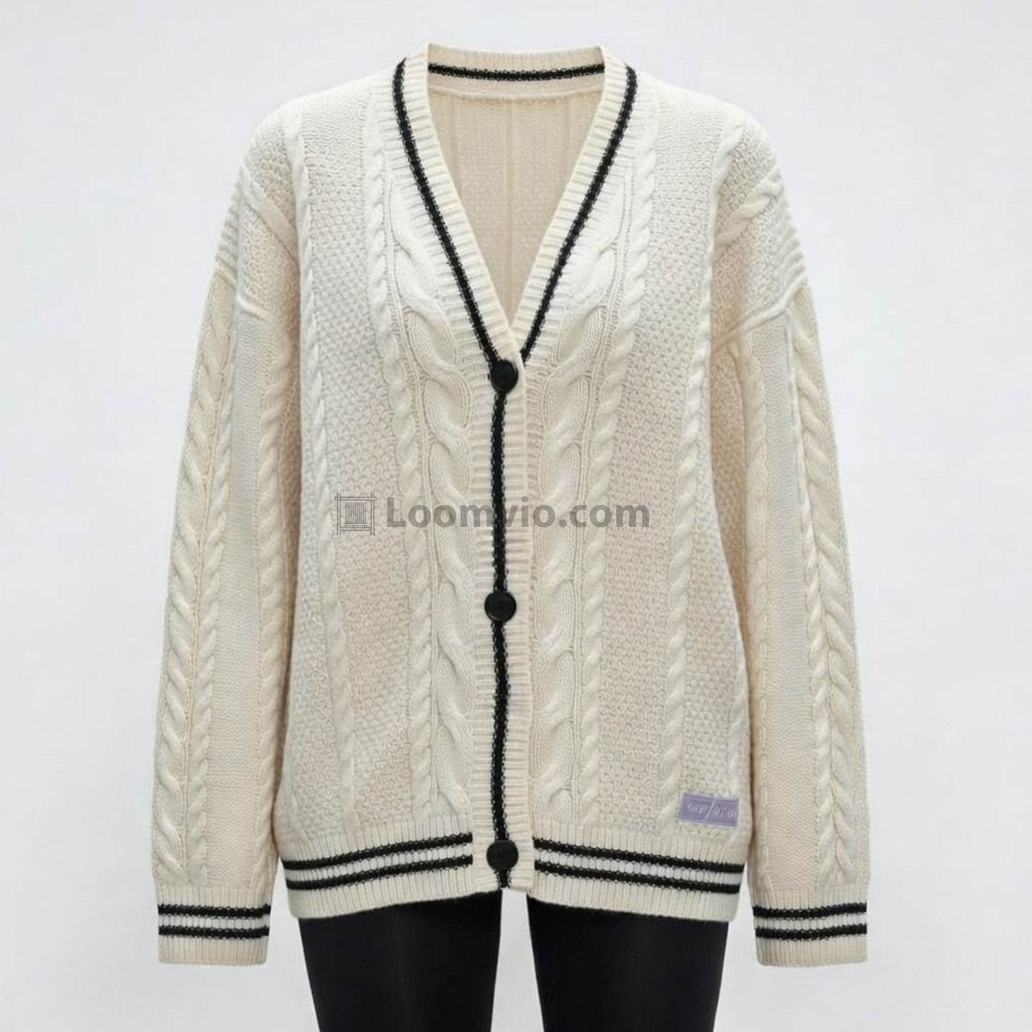 Taylor Swift Folklore Cardigan – Star Embroidered Oversized Sweater – Cozy Cable Knit Button Up – Hand Knitted Style Holiday Gift